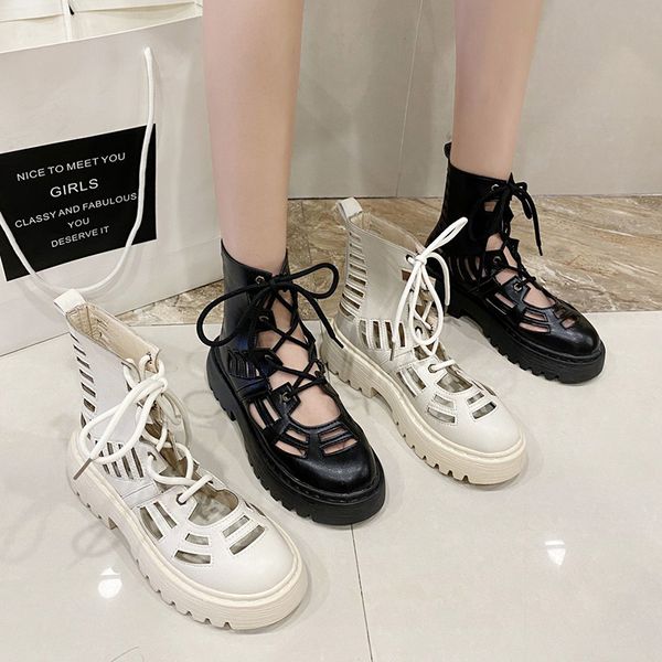 

boots women new 2020 rock shoes woman round toe luxury designer low heels booties summer booties fashion lolita rubber, Black