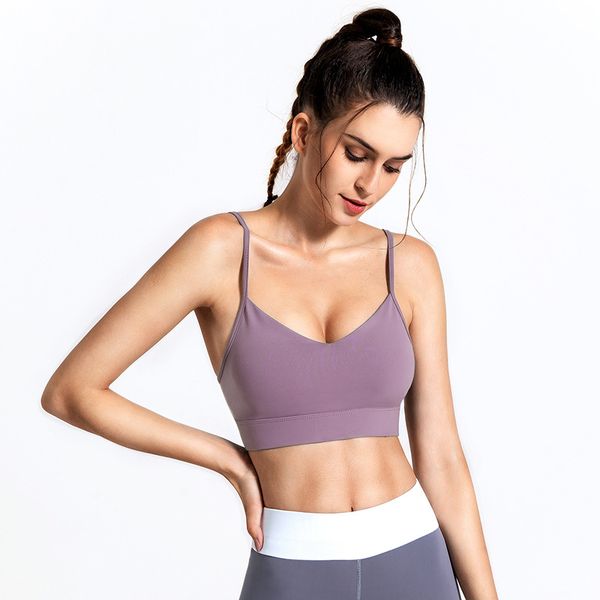 

gym clothing antibom sport bra women adjustable strap crop with pad high impact shockproof yoga backless running activewear, White;black