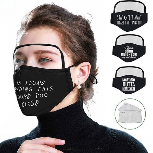 

cover breathable men women printing dustproof smog adjustable face protection shield with eye mask outdoor letter protective mask
