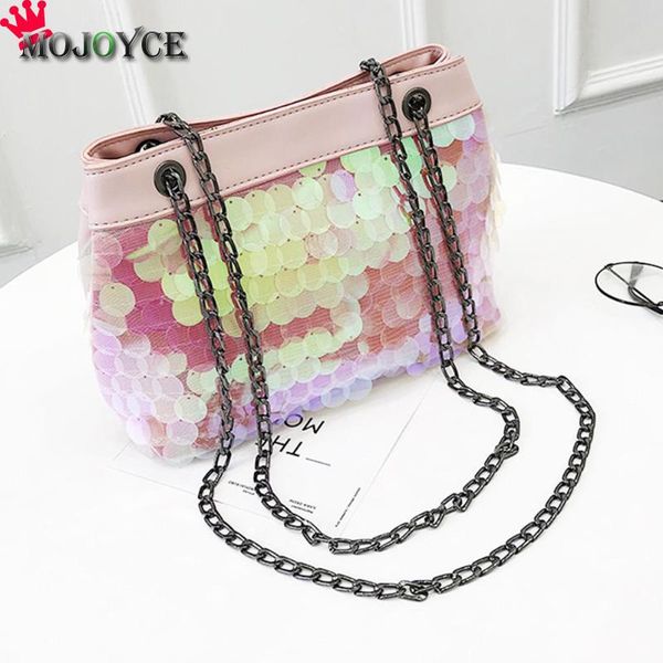 

2020 new crossbody bag shining messenger bag sequins handbag women lady party chain shoulder tote laser packet casual small