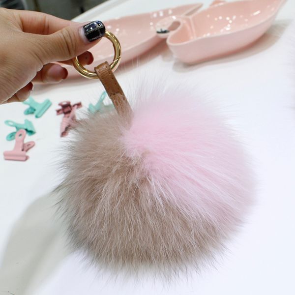 

pompom keychain keyring-bag pendant-decoration fluffy real fur ball trinket, Silver