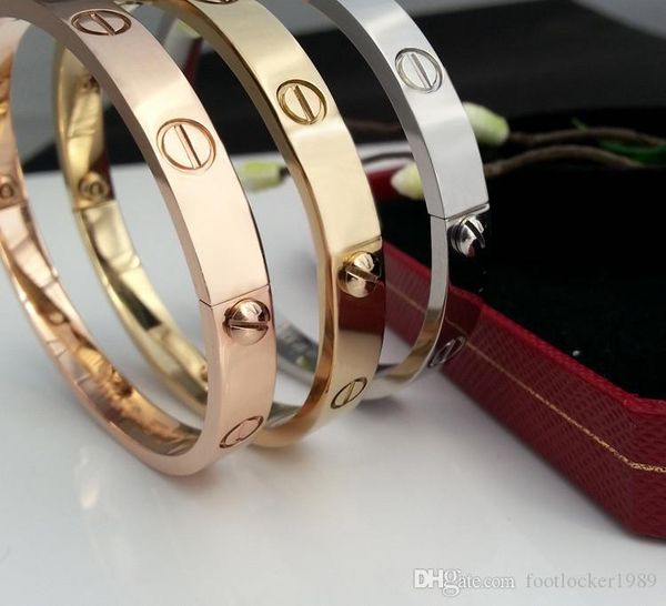 

2020 love charm bracelets jewelry 316l stainless steel screw bangle bracelet with screwdriver for wife gift003, Golden;silver