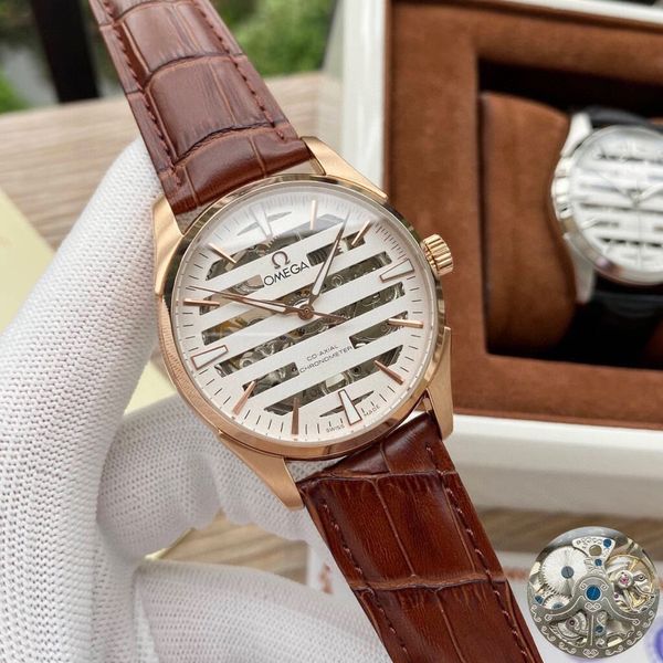 

mens watch luxury mens mechanical watch fashion luxury hollow design watch belt waterproof mens gift 71210, Slivery;brown