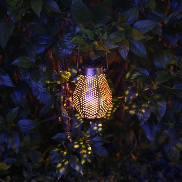 

portable lanterns solar power led lantern garden yard lawn hanging lamp jar iron art optically controlled induction outdoor projection light