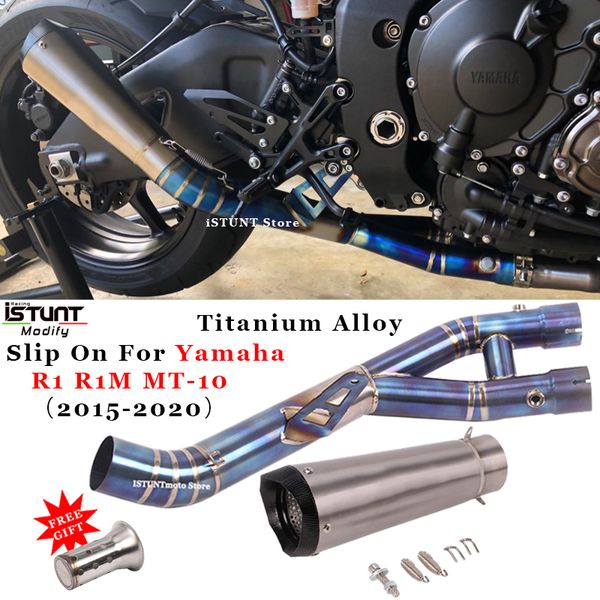

motorcycle escape exhaust slip on for r1 yzf r1 mt10 2020-2020 modified titanium alloy middle link pipe muffler db killer