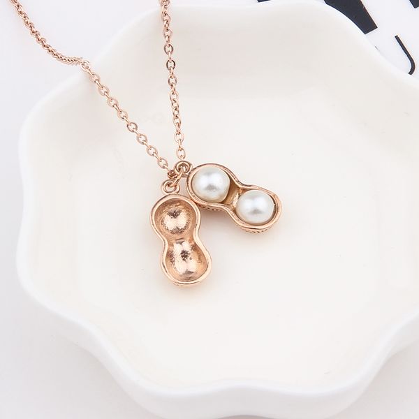 

hirigin new women peanut shaped rose gold necklace elegant and beautiful single-layer necklace gift, Silver