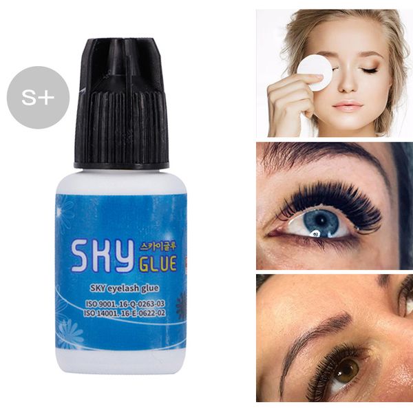 

1-2s dry time most powerful fastest korea sky glue s+ for eyelash extensions msds adhesive 5ml black cap false lash glue tools 0064