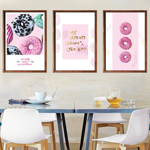 

gohipang цвет kawaii сладкого food donut плакаты печать grils детская комната wall art pictures кафе кухня home decor холст
