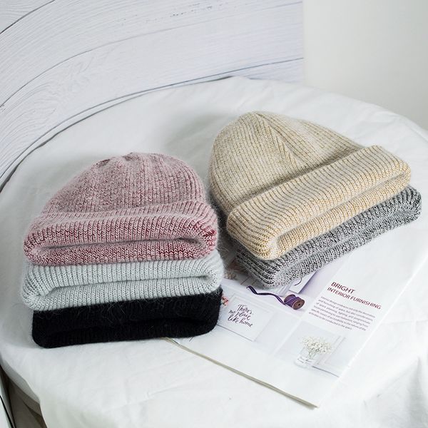 

2020 new winter hat for women cash cashmere knitted beanies thick warm ladies wool angora hat female beanie hats, Blue;gray