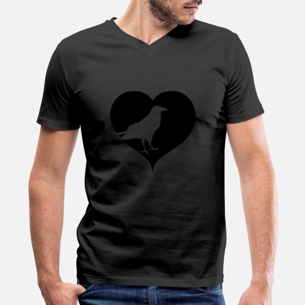 

heart ravens black t shirt men designs tee shirt round collar normal sunlight fashion summer style leisure shirt