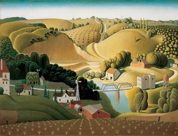 

grant wood stone city iowa home decor handpainted &hd print oil painting on canvas wall art canvas pictures a561