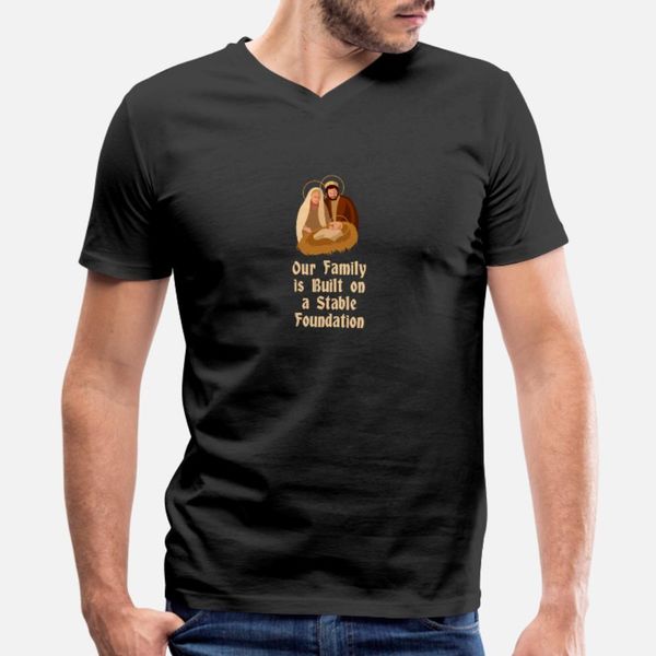 

christian pun funny stable family jesus church t shirt men personalized short sleeve crew neck novelty graphic funny casual summer style