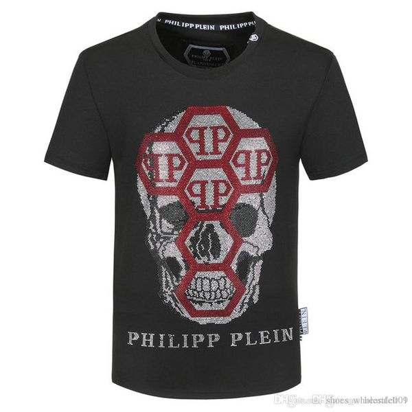 

philip plain brand mens designer t shirts firmata uomo fashion luxury designer t shirt summer homme mens skull tshirt tee 9443, White