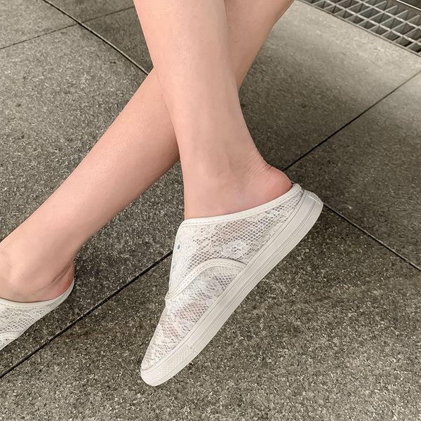 

весна новый сетки лоскутные плоские туфли рогатки muller обувь опрятный маленький белый размер 46, Black