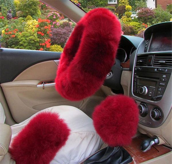 

мех колесо автомобиля шерсть длинного автомобиль 12 подколесных цветов оптовых рулевой универсальная рулевые зима розовых аксессуары 3шт / н