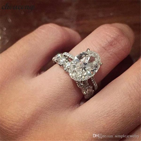 

choucong luxury ring bridal set 925 sterling silver 3ct sone 5a zircon engagement wedding band rings for women finger jewelry, Slivery;golden