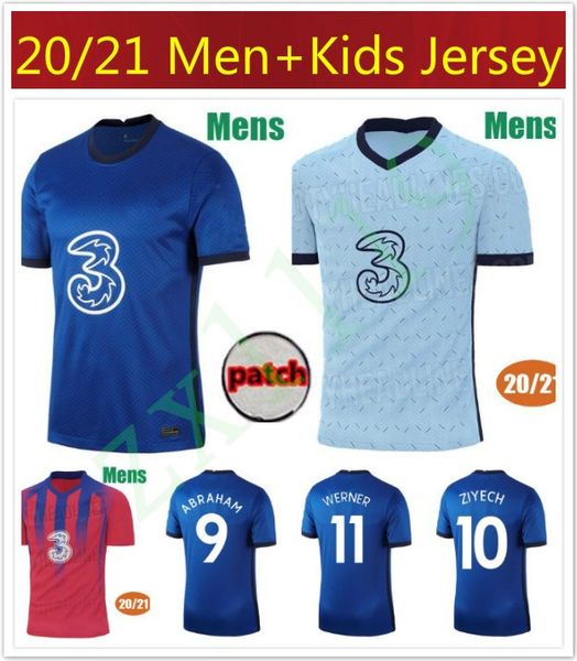

20 21 abraham soccer jerseys werner #10 ziyech 2020 2021 willian pulisic football shirt lampard kante mount mens jersey kids kit, Black;yellow