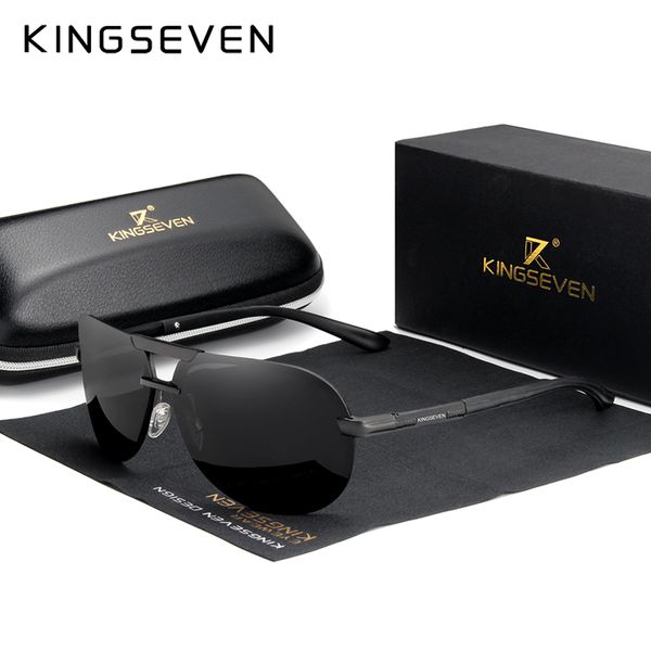 

kingseven 2020 brand design new polarized rimless sunglasses men women driving pilot frame sun glasses male goggle uv400, White;black