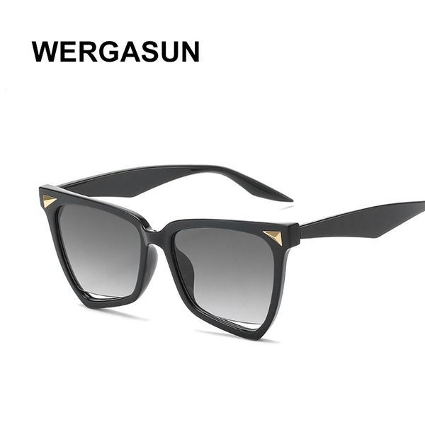 

sunglasses wergasun cat eye women retro square glasses women/men luxury, White;black