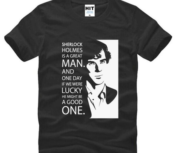 

new sherlock holmes printed t shirts men summer short sleeve o-neck cotton men's t-shirt fashion male tee shirt s-3xl, White;black