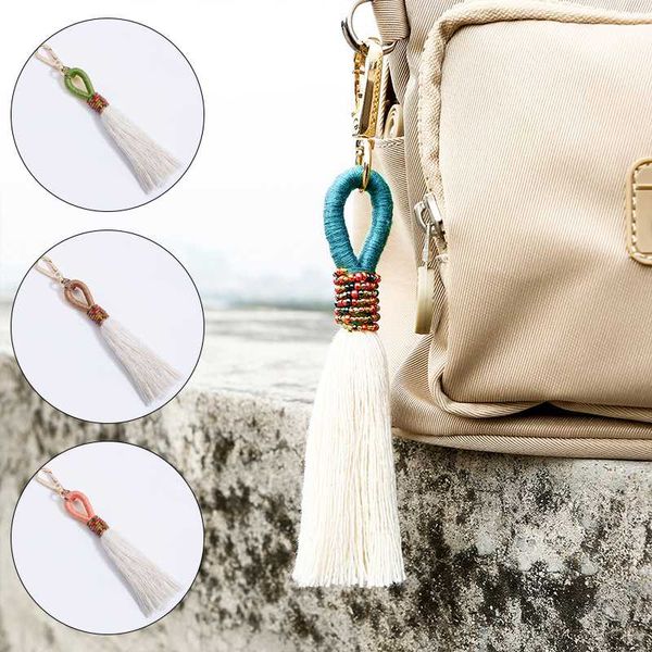 

fashion boho tassel pendant keychains for women men cute car key ring holder charm bag jewelry accessories key chain gifts, Silver