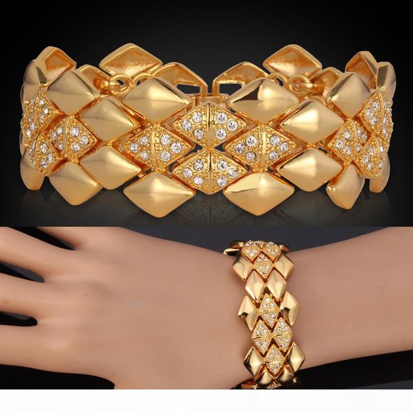 

big men's bracelets 18k yellow gold plated austrian rhinestone fashion jewelry bangles gift for women wholesale yh5142, Golden;silver
