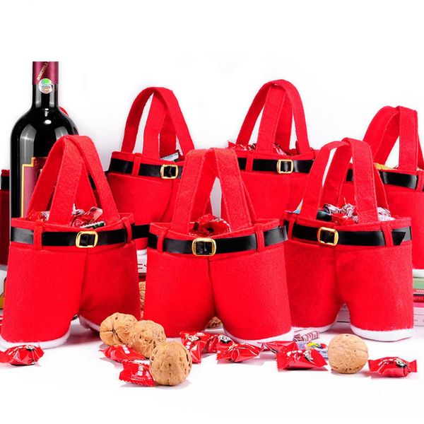 Borsa creativa Pantaloni da Babbo Natale Sacchetti per dolcetti adorabili Calza Riempitivo per alberi Sacchi Calze Regalo di Natale Decorazioni natalizie Borsa natalizia Borsa per caramelle nuziali HH7-1887