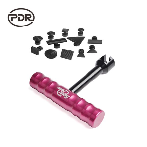 

pdr tools car dent repair tool auto repair car body kit small red t-bar puller dent puller kit suction cups hand tools