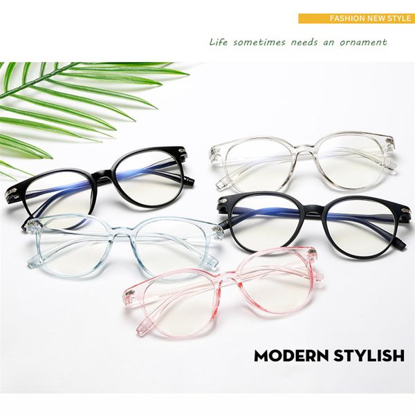 

new korean retro glasses frame transparent color student glasses anti-blue light flat mirror (pink,black,blue,gray, White;black