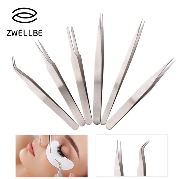 

false eyelashes zwellbe stainless steel eyelash eyebrow tweezers sliver tools extension makeup high precision anti-acid