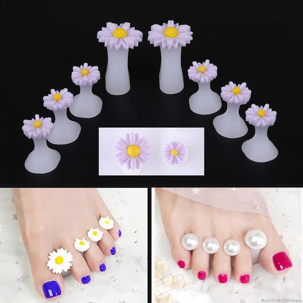 7 Stil 8 adet Silikon Toe Ayırıcı Çiçek Inci Kalp Nail Art DIY Ayak Parmak Bölücü Manikür Pedikür Bakımı Ayak Bakım Araçları