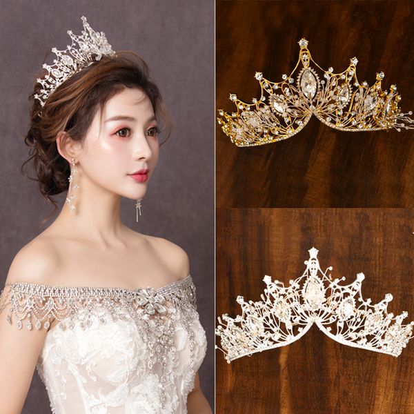 

барокко люкс rhinestone кристалл корона свадьбы волос аксессуар оголовье головной убор @ 88, Golden;silver