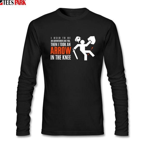 

arrow in the knee game skyrim t-shirt men's ridiculous 100% cotton tees male clothes printed long sleeve t shirt for male