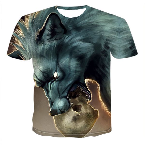 

graphic wolf 3d print shirts harajuku aesthetic comics men clothing