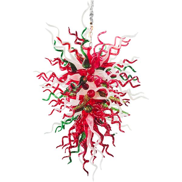 

christmas tree typical green red color hand blown glass chandeliers led chain hanging pendant light indoor home light