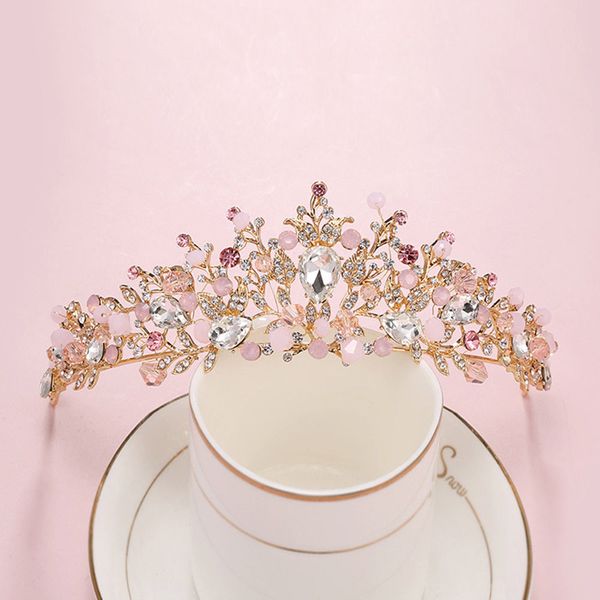

bridal crowns flower bride hair jewelry crystal tiara princess crown wedding tiaras hair accessories baroque birthday party tiaras earring, White;golden