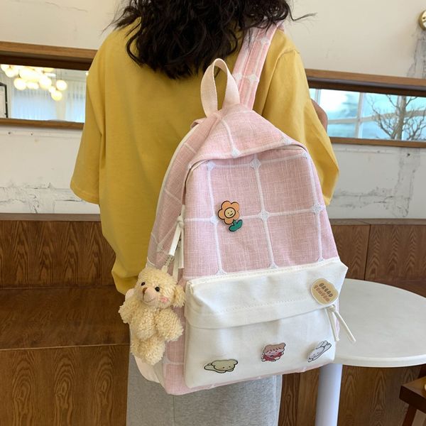 

2020 new trend female solid color women backpack cute fashion canvas backpack school bag youth travel