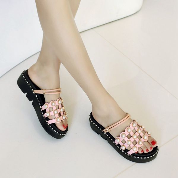 

oversized high heels sandals women shoes woman summer ladies rivet muffin with thick sole sandals, Black