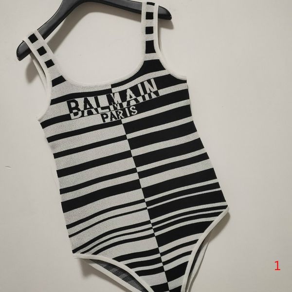

womens knitted swimsuits 2020 summer backless vest summer striped jumpsuit womens fashion beach swimwear s-l, White;black