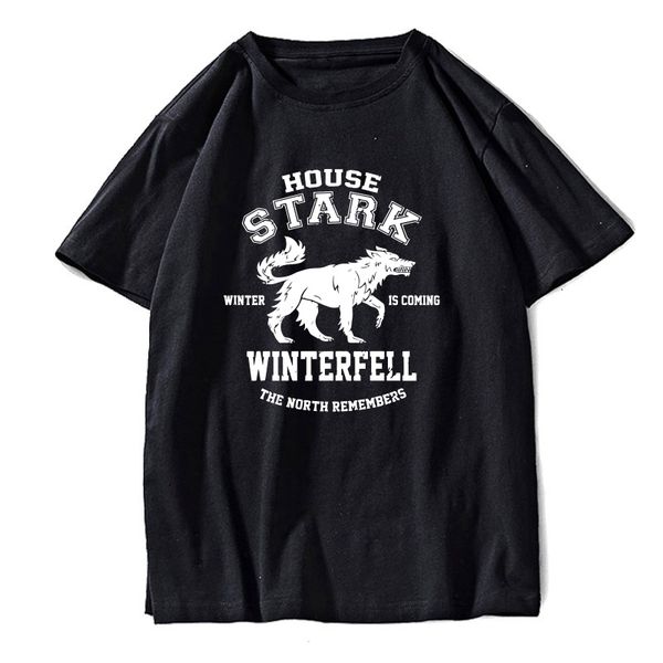

cosmic string 100% cotton short sleeve stark house game of thrones t shirt casual summer loose men tshirt male tee shirts
