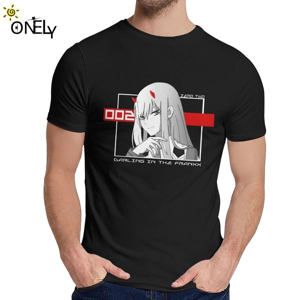 

round collar darling in the franxx zero two anime manga t shirt custom for man natural cotton la camiseta sale