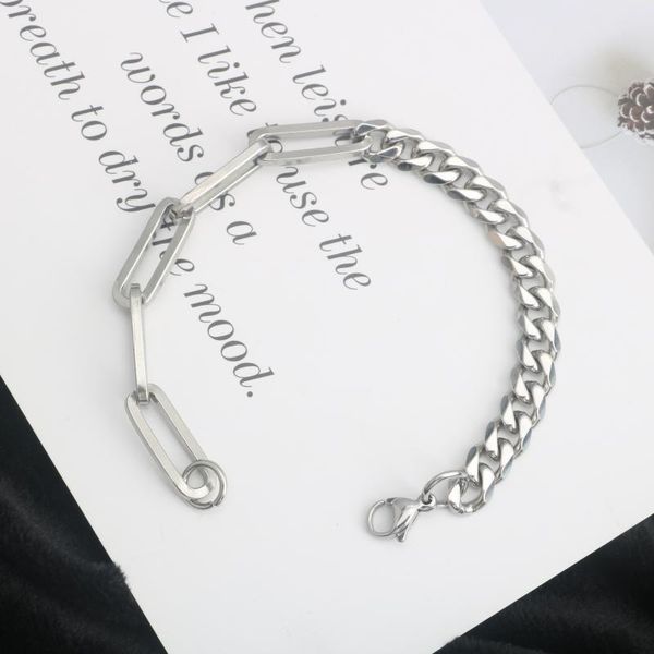 

fashion simple retro hip-hop couple jewelry jewelry titanium steel stitching bracelet male sale, Black