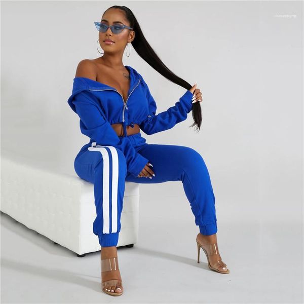 

zipper design suits women two piece summer outfits pants set spring womens designer tracksuit hooded drawstring, White