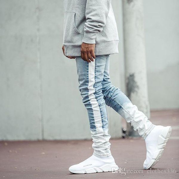 

fashion men casual zipperpants placket pockets long jeans pants new pockets men jeans men s designer jeans, Blue