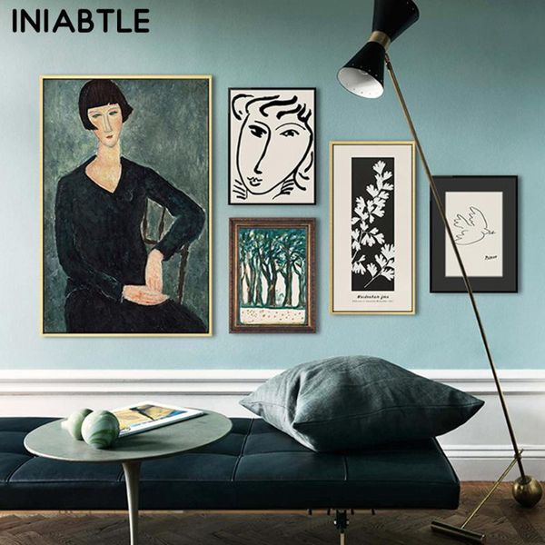

paintings classic picasso amedeo modigliani artwork collection sketch poster canvas print painting wall pictures living room home decor