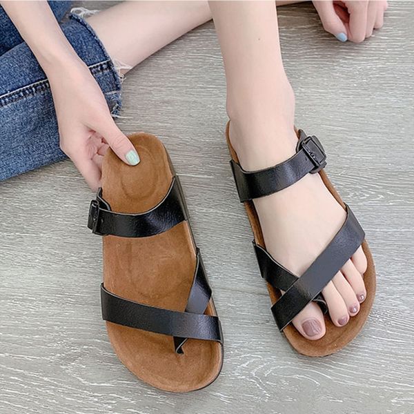 

men women summer flat sandals toe sleeve soft sole beach casual slippers shoes nyz shop, Black