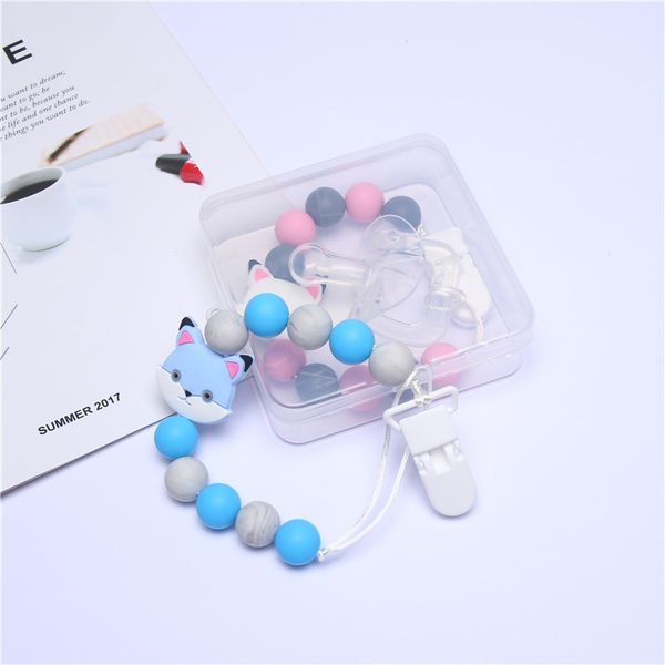 

2pcs grade silicone pacifier clip+1pc nipple+dustproof pacifier storage box new baby chain nipple combination set