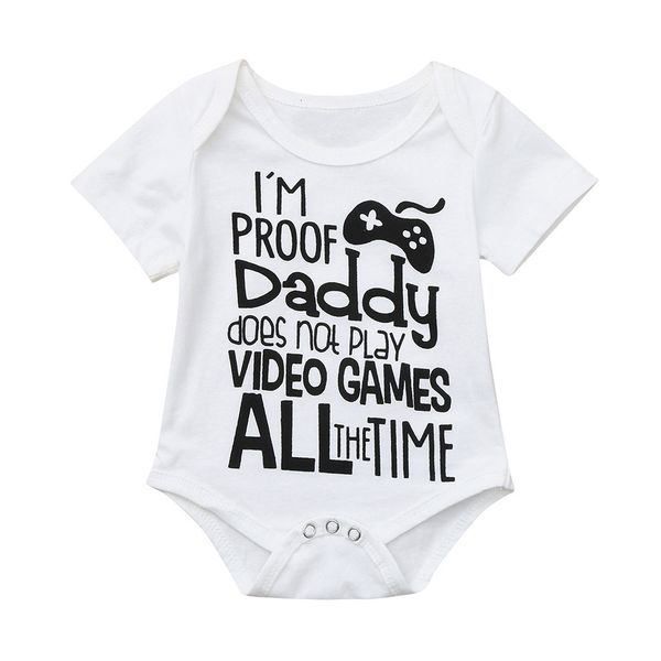 

excelent fashion cute baby newborn infant baby girl boy short sleeve letter romper bodysuit clothes outfits z0204, White