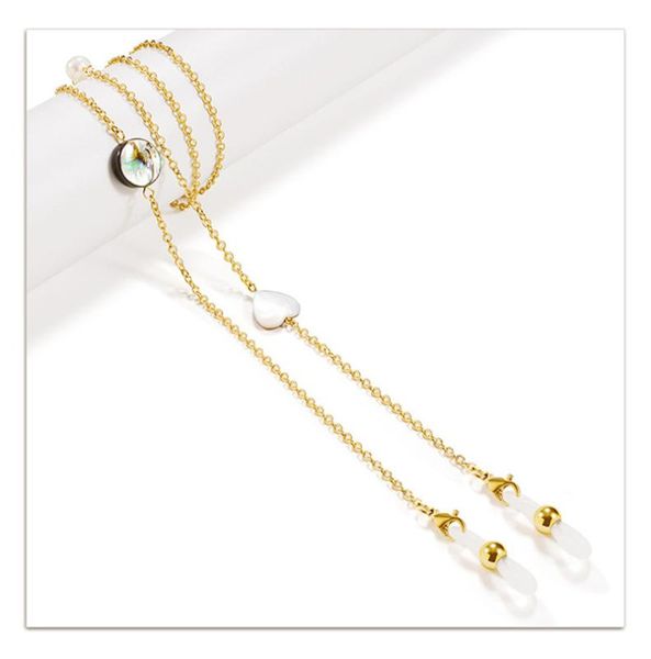 

natural heart beads link chain eyeglasses chains reading glasses rope sunglasses strap cord holder neck head band accessories, Silver