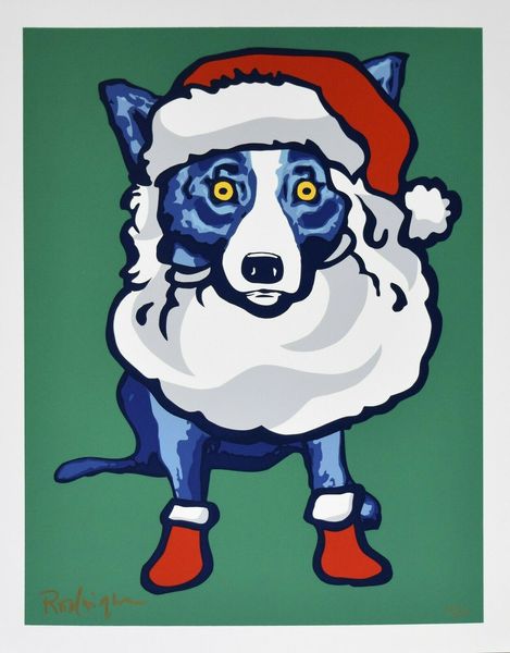 

george rodrigue blue dog ho ho ho home decor handpainted &hd print oil painting on canvas wall art canvas pictures 6052